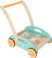 Small Foot houten baby loopwagen met blokken pastel, 35dlg. - thumbnail