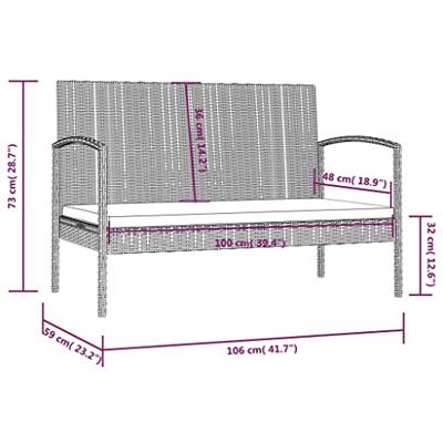 16-delige Loungeset met kussens poly rattan bruin