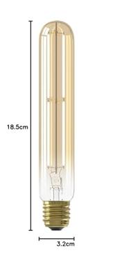 LED volglas LangFilament Buismodel 220-240V 4,5W 470lm E27 T32x185 Goud 2100K Dimbaar Calex - Calex LED volglas LangFilament Buismodel 220-240V 4,5W 470lm E27 T32x185 Goud 2100K Dimbaar Calex - Calex