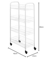 Tomado-Metaltex Keuken/Badkamer Opbergtrolley Pisa met 4 Manden Zwart - thumbnail