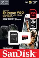 SanDisk Extreme Pro 256GB MicroSDXC 200mb/s UHS-I V30 - thumbnail