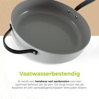 BE Living Hapjespan met deksel ø 28 cm - keramische anti-aanbaklaag - PFAS-vrij - geschikt voor alle warmtebronnen - wit - thumbnail