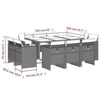 11-delige Tuinset met kussens poly rattan zwart - thumbnail