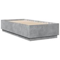 Bedframe met LED-verlichting bewerkt hout betongrijs 100x200 cm - thumbnail