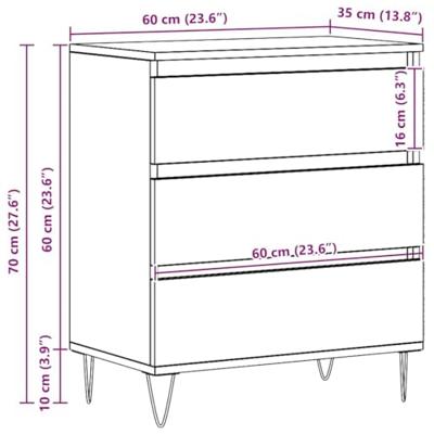 Dressoir artisanaal eikenkleurig 60 x 35 x 70 cm Bewerkt hout