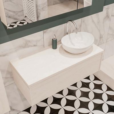 Mondiaz Lush Barco badmeubel underlayment 100 cm 1 lade mdf 1 waskom rechts 1 kraangat Mondiaz Lush Barco badmeubel underlayment 100 cm 1 lade mdf 1 waskom rechts 1 kraangat