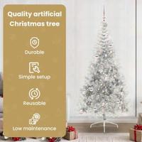 VidaXL Kunstmatig voorverlicht kerstboom met 300 led zilver 210 cm pet - thumbnail
