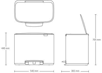 brabantia Bo 121388 Pedaalemmer (groot) 36 l Staal (l x b x h) 363 x 540 x 440 mm Wit Met voetpedaal 1 stuk(s) - thumbnail