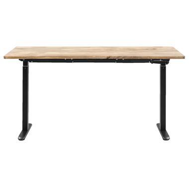 Bureau Homeworx zit/sta handmatig verstelbaar - mangohout/zwart - 75/118x160x80 cm - Leen Bakker