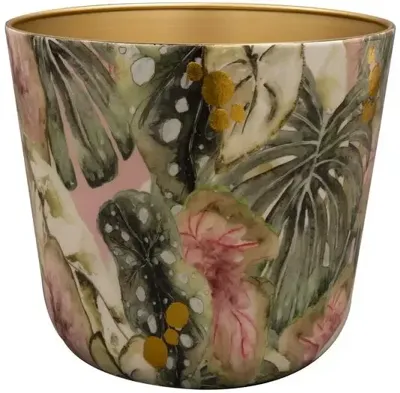 TS Collection bloempot monstera kunststof, metaal 23x20cm mystery