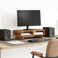 VidaXL Monitorstandaard 50x27x15 cm bewerkt hout oud houtkleurig - thumbnail