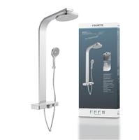 SAMOA RAIN douchesysteem met thermostatisch planchet, chroom-licht grijs wellness hoofddouche met antikalk nozzles, Ø ca. 26 cm handdouche, 3 functies met antikalk nozzles, Ø 13 cm handdouche m - thumbnail