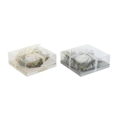 Kaars DKD Home Decor Gouden Zilverkleurig Kerstmis 21,5 x 21,5 x 8,5 cm (2 Stuks)