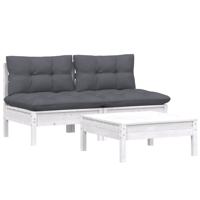3-delige Loungeset met antracietkleurige kussens grenenhout - thumbnail
