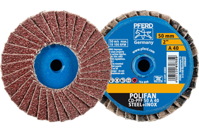 PFERD TOOLS 42719104 CD PFF 50 A 40 Lamellenschijf Diameter 50 mm Korrelgrootte (num) 40 Brons, Titanium, Titaniumlegering, Koper, Messing, RVS, Grijs/grauw