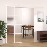 VidaXL Schuifdeur 90x205 cm mat esg-glas en aluminium wit - thumbnail