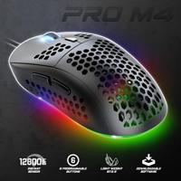 Pro M4: Ultra Light USB-bekabelde muis: resolutie 12800 dpi, 6 programmeerbare toetsen (Huano-schakelaars) versnelling 20 G, snelheid 60 IPS, frequentie 1000 Hz, ultralicht, 67,5 gram (zwart) - thumbnail