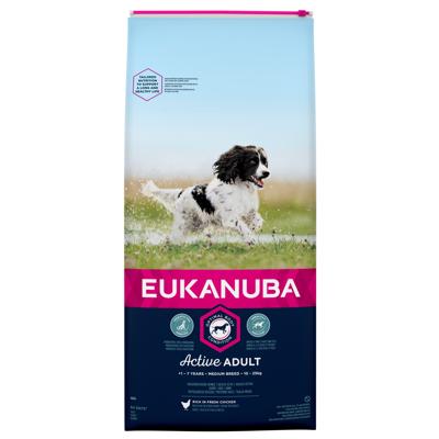 Eukanuba Adult droogvoer voor middelgrote honden met vers kip, 15 kg