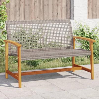 Tuinbank 112 cm poly rattan en acaciahout grijs Tuinbank 112 cm poly rattan en acaciahout grijs