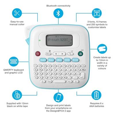 Labelprinter brother ptouch btag ptn25bt wit | 3 stuks