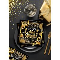 Elegante Nieuwjaar Servetten Zwart/Goud (20st) - thumbnail