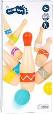 Small Foot - houten kegelspel met zigzag patroon, 11dlg.