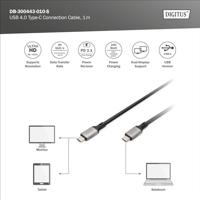 Digitus USB-C-kabel USB 4.0 USB-C stekker 3.00 m Zwart Afscherming gevlochten, Afgeschermd, Scheurbestendig, Rond, 8K UHD DB-300443-030-S - thumbnail
