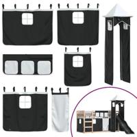 Stapelbed met glijbaan en gordijnen wit en zwart 90x200 cm - thumbnail