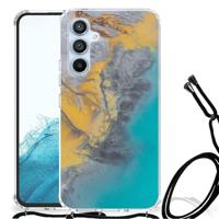 Samsung Galaxy A54 5G Anti-Shock Hoesje Marble Blue Gold - thumbnail