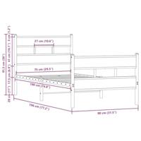 Bedframe met hoofdbord en voetbord zonder matras 75x190 cm - thumbnail