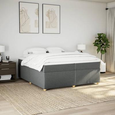 Boxspring met matras stof donkergrijs 200x200 cm