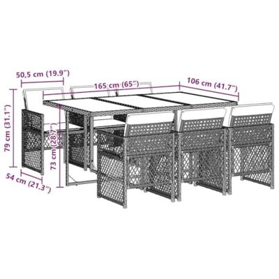 7-delige Tuinset met kussens poly rattan beige