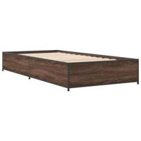 Bedframe bewerkt hout en metaal bruin eikenkleurig 90x190 cm - thumbnail