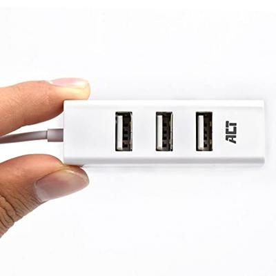 ACT USB Hub, 4-poorts USB 2.0, Plug & Play, voor Desktop PC/Notebook, Wit - AC6200
