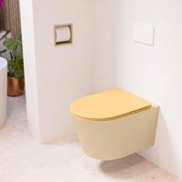 MONDIAZ LAVIE hangend toilet single fire rimless diepspoel Sand, Toiletzitting met quick-release & softclose Ocher - thumbnail