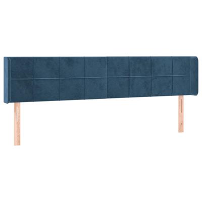 Hoofdbord met randen 203x16x78/88 cm fluweel donkerblauw