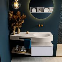 MONDIAZ RIVA 120cm badmeubel onderkast / planchet kleur Cale met 1 lade. Wastafel DULCET rechts 0 kraangaten kleur Linen. - thumbnail