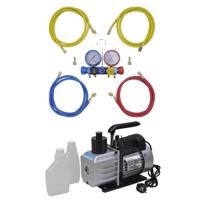 VidaXL Vacuümpomp 50 l/min met 4-voudige manometerset - thumbnail