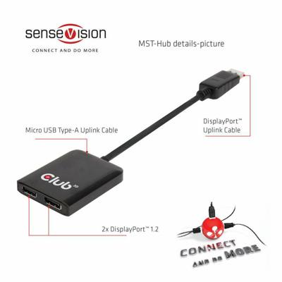 Club 3D CSV-6200 Multi Stream Transport Hub DisplayPort 1.2 zwart