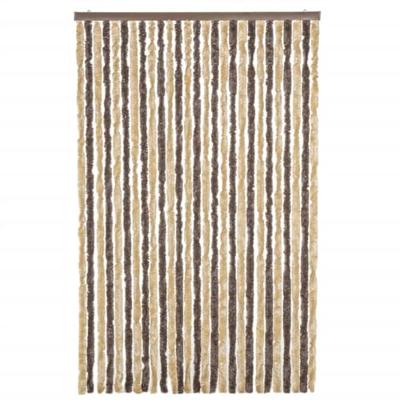 VidaXL Vliegengordijn 118x220 cm chenille donkerbruin en beige - thumbnail
