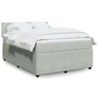 Boxspring met matras fluweel lichtgrijs 140x190 cm - thumbnail