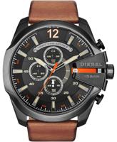 Diesel Mega Chief chronograaf zwartbruin herenhorloge met leren band Dz4343 - thumbnail