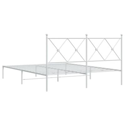 Bedframe met hoofdbord metaal wit 150x200 cm