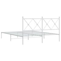 Bedframe met hoofdbord metaal wit 150x200 cm - thumbnail