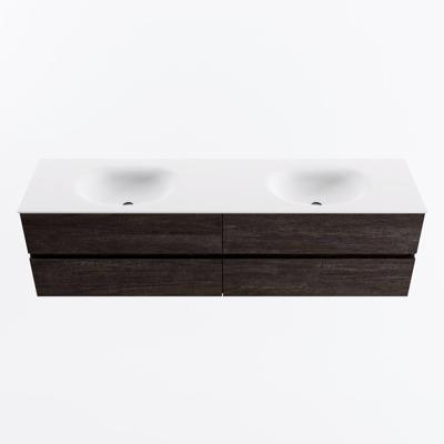 MONDIAZ VICA 180cm badmeubel onderkast Dark Brown 4 lades. Wastafel MOON dubbel 2 kraangaten, kleur Talc.
