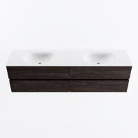 MONDIAZ VICA 180cm badmeubel onderkast Dark Brown 4 lades. Wastafel MOON dubbel 2 kraangaten, kleur Talc. - thumbnail