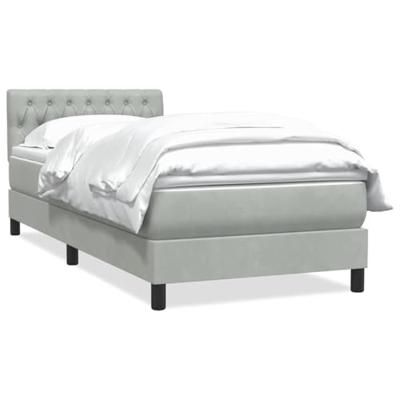 Boxspring met matras fluweel lichtgrijs 90x210 cm