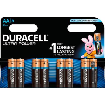 Duracell MX1500 Ultra Power Alkalinebatterij met Powercheck AA (MX1500/LR6, 8-pack) koper/zwart