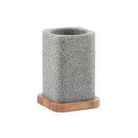 Tandenborstelhouder Sapho Nora Vrijstaand 12x8.5 cm Bamboe Grijs Sapho - thumbnail