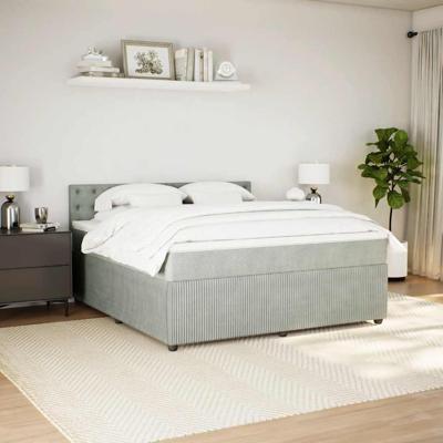 Boxspring met matras fluweel lichtgrijs 180x200 cm